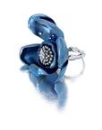 Large Blue Titanium Orchid Ring