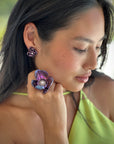 Large Blue Titanium Orchid Ring