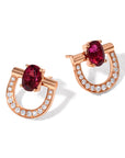 Rubellite & Diamond Stirrup Earrings