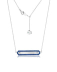 Blue Sapphire Engravable Name Plate Necklace