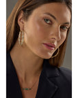 Large Chevron Rein Diamond Inside Outside Hoop Earrings