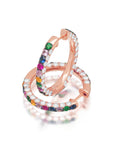 Large Rainbow & Diamond 3 Sided Hoop Earrings