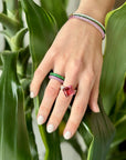 3 Sided Emerald & Diamond Bangle