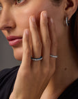 Blue Sapphire & Diamond 3 Sided Hoop Earrings