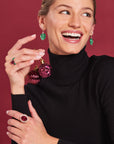 Emerald Folha Drop Earrings