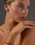 Pink Sapphire & Pink Rhodium 3 Sided Hoops