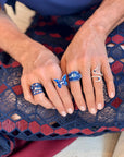 Aquamarine & Blue Sapphire Folha Ring