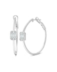 Graziela Gems - Diamond Large Single Ascension Illusion Hoop Earrings - White Gold