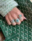 Blue Rhodium & Blue Sapphire Folha Ring