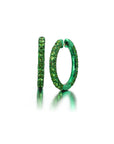 Large Tsavorite & Green Rhodium 3 Sided Hoops
