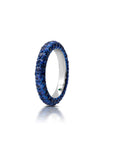Blue Rhodium Blue Sapphire 3 Sided Band Ring