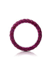 Red Rhodium Ruby 3 Sided Band Ring