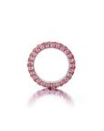 product image showing one side of three sided pink sapphire ring
