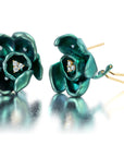 Green Titanium Orchid Earrings
