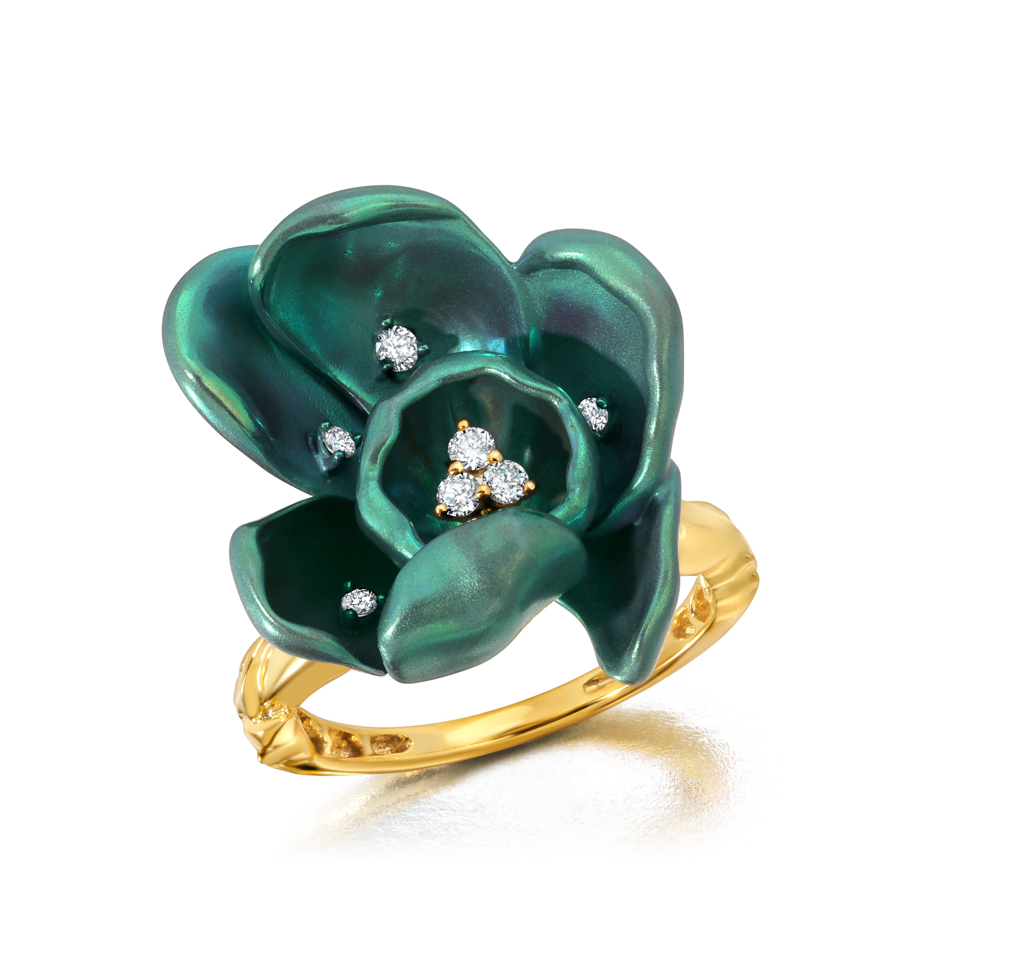 Green Titanium Orchid Ring