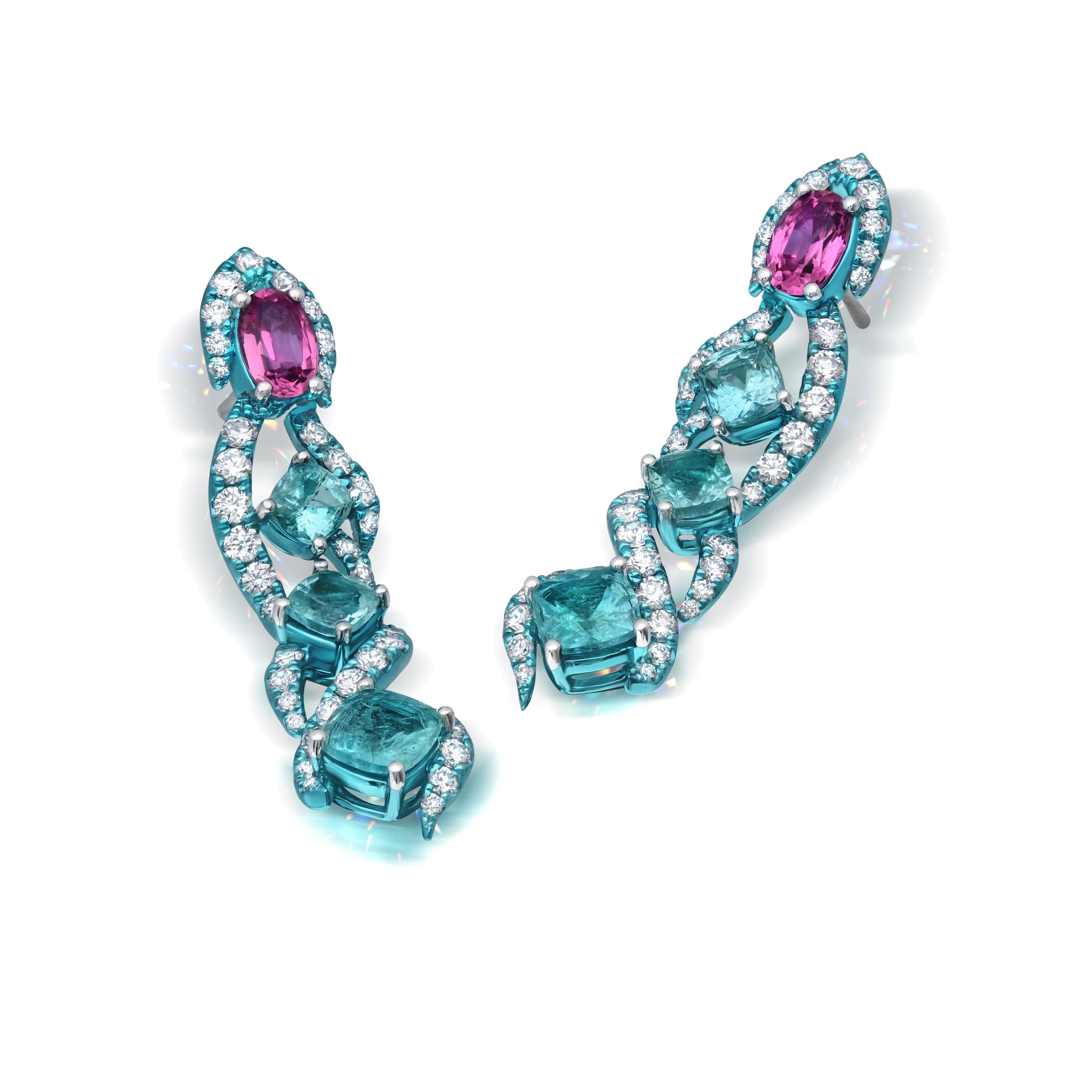 Paraiba Tourmaline &amp; Rubellite Earrings