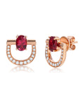 Rubellite & Diamond Stirrup Earrings