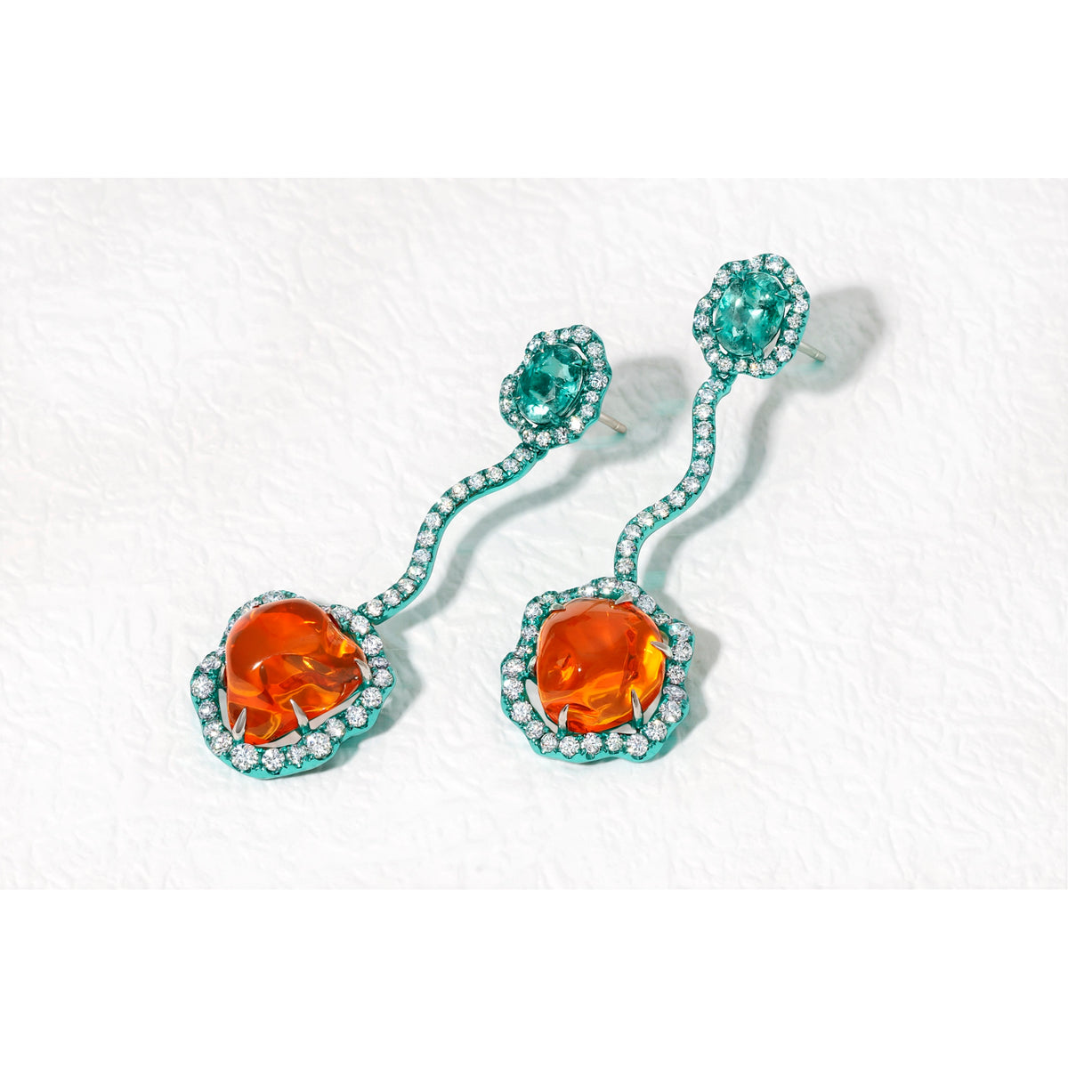 Paraiba &amp; Fire Opal Earrings
