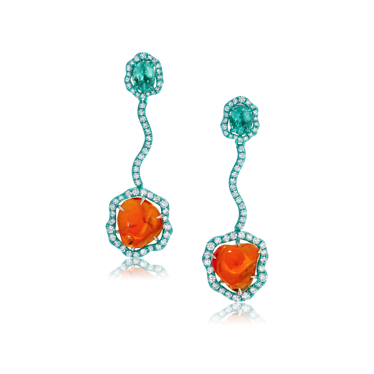Paraiba &amp; Fire Opal Earrings