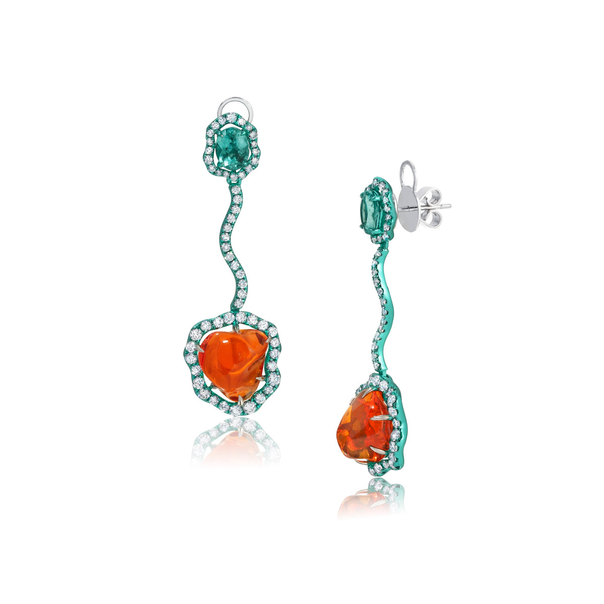 Paraiba &amp; Fire Opal Earrings