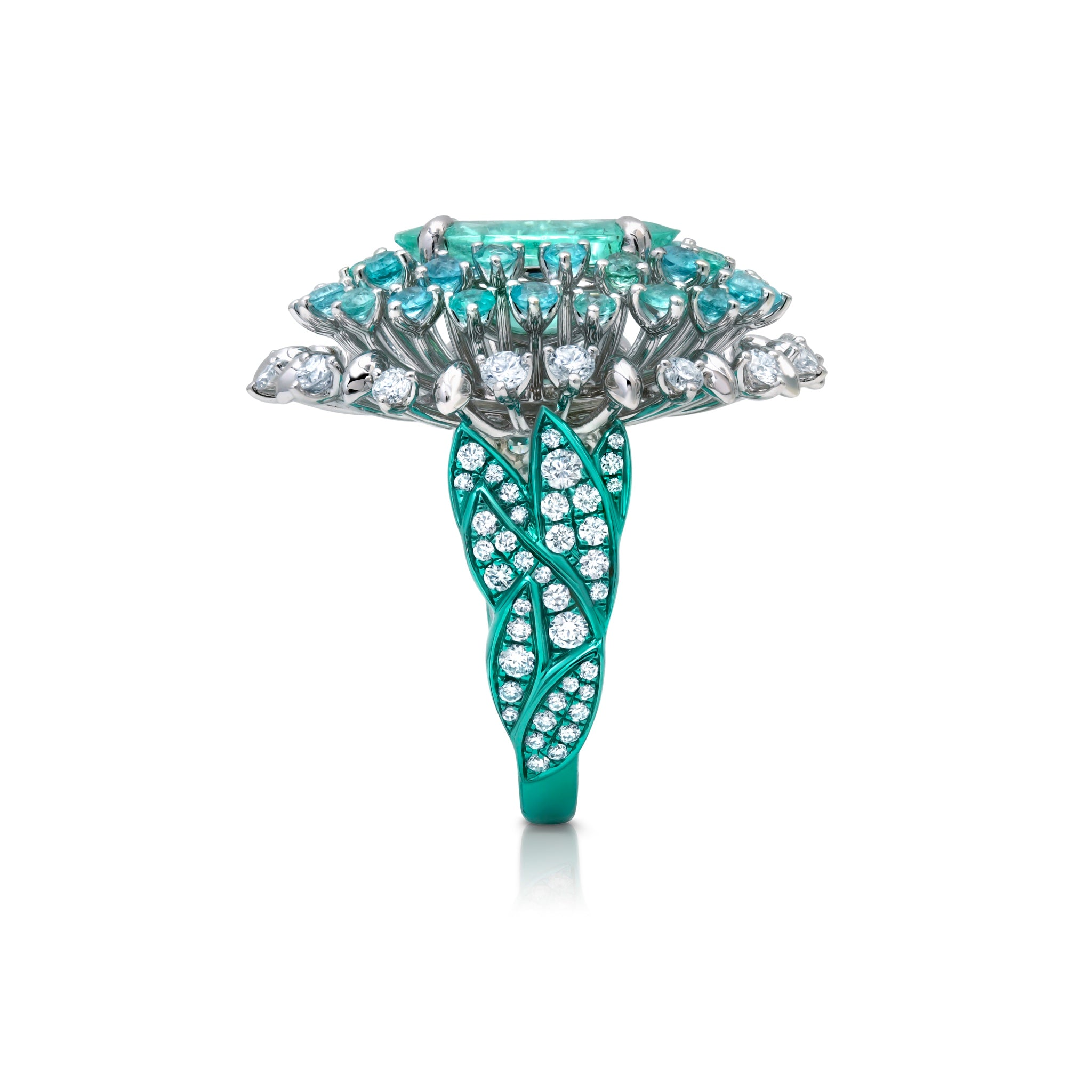 Paraiba Tourmaline &amp; Diamond Folha Ring