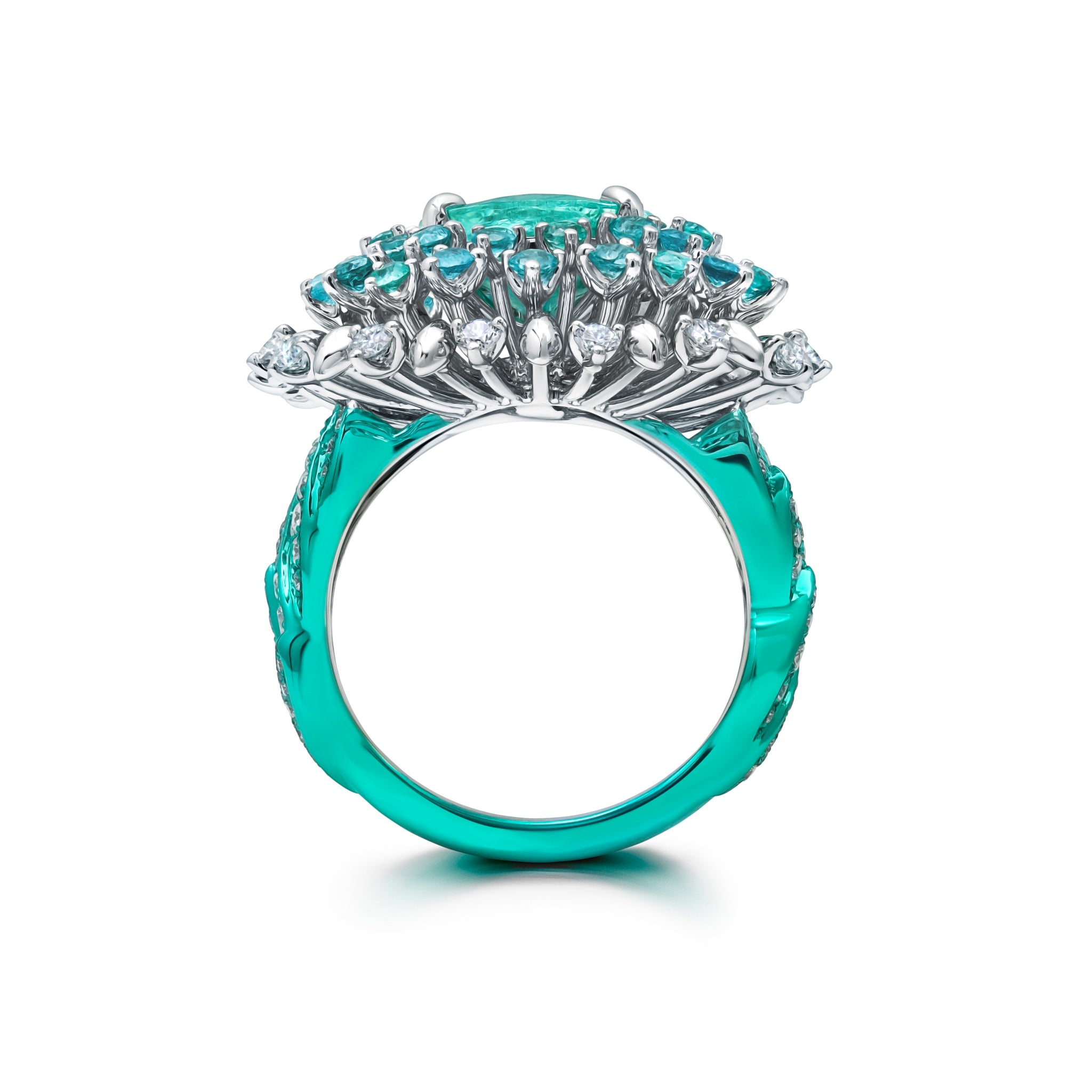 Paraiba Tourmaline &amp; Diamond Folha Ring