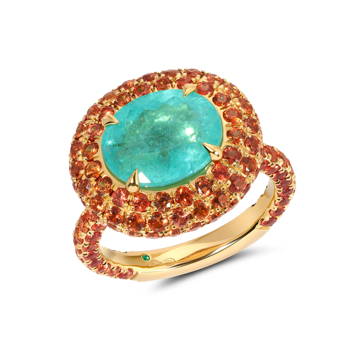 Paraiba Tourmaline &amp; Orange Sapphire Ring