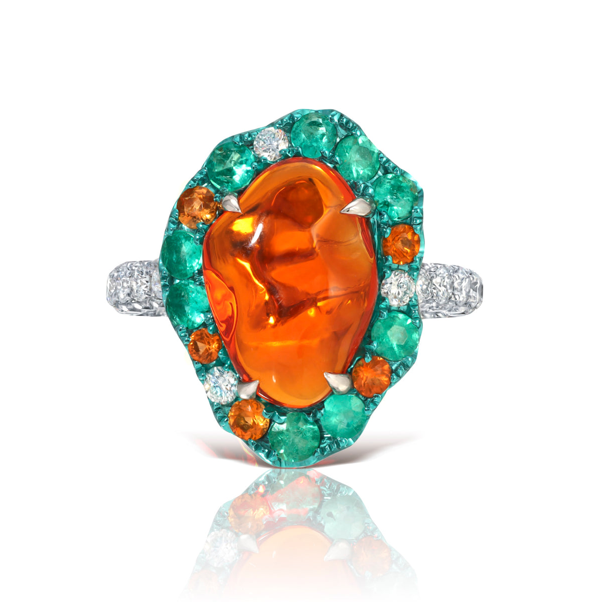 Paraiba &amp; Fire Opal Ring