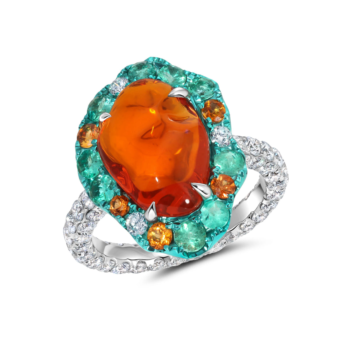 Paraiba &amp; Fire Opal Ring