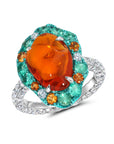 Paraiba & Fire Opal Ring