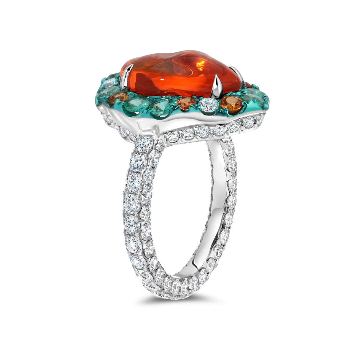Paraiba &amp; Fire Opal Ring