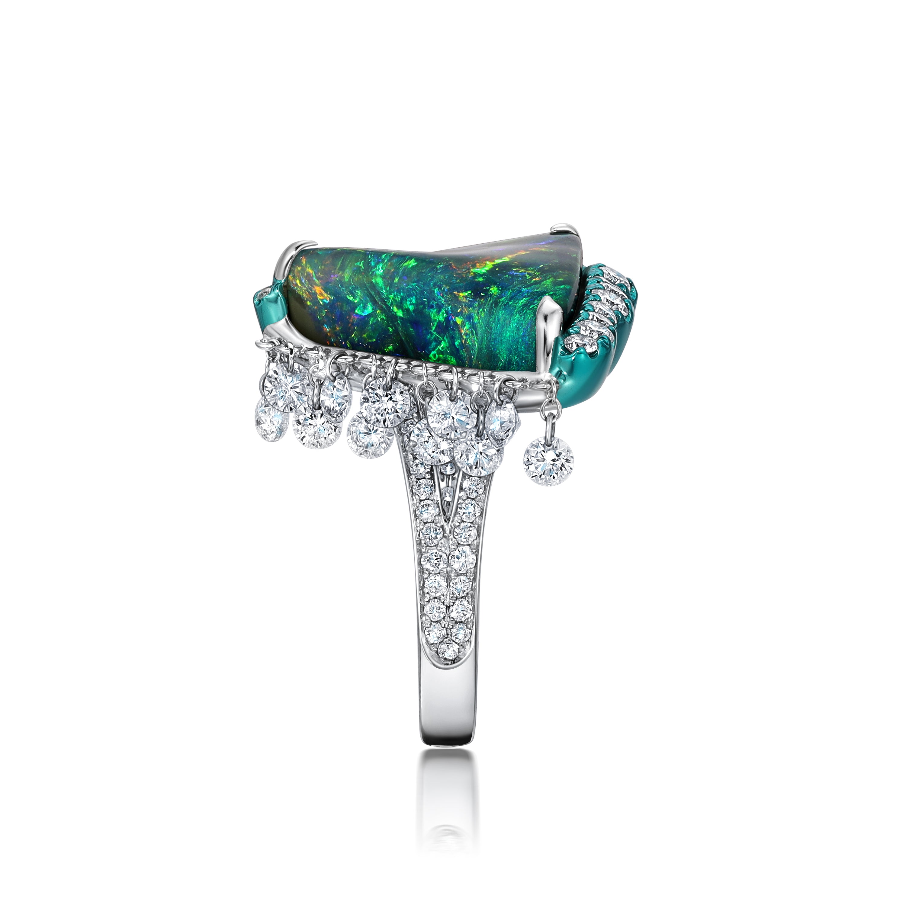 Boulder Opal &amp; Diamond Ring