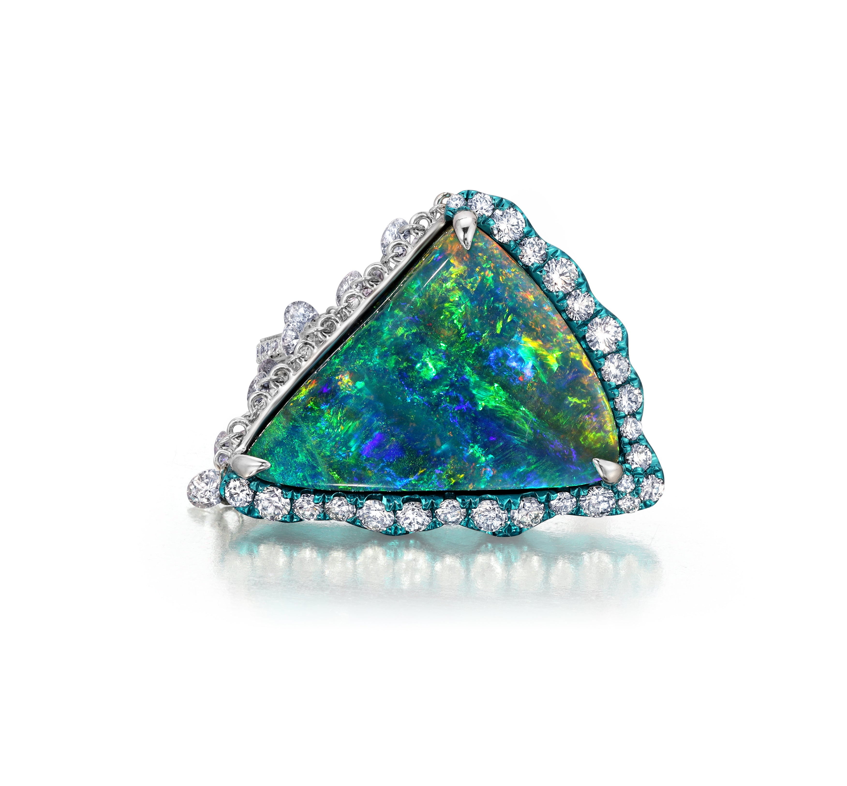 Boulder Opal &amp; Diamond Ring