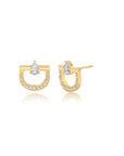 Diamond Stirrup Stud Earrings