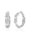 Chevron Rein Diamond Inside Outside Hoop Earrings