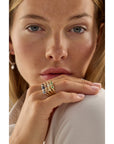 Blue Sapphire & Diamond Cavaletti Ring