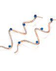 Large Blue Sapphire & Diamond Drop Mega Swirl Earrings