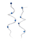Large Blue Sapphire & Diamond Drop Mega Swirl Earrings