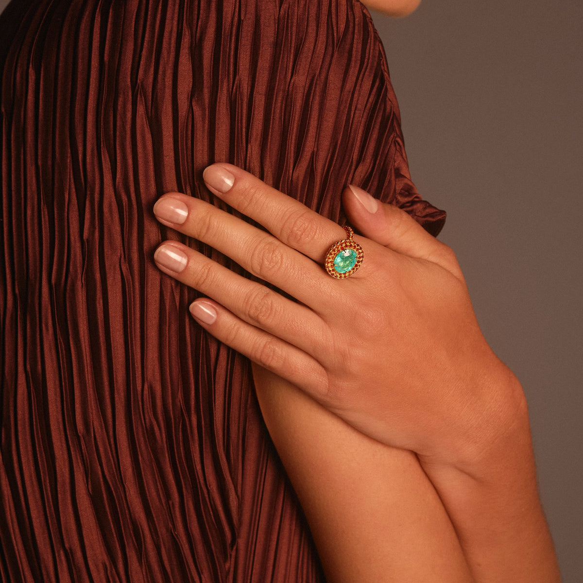 Paraiba Tourmaline &amp; Orange Sapphire Ring