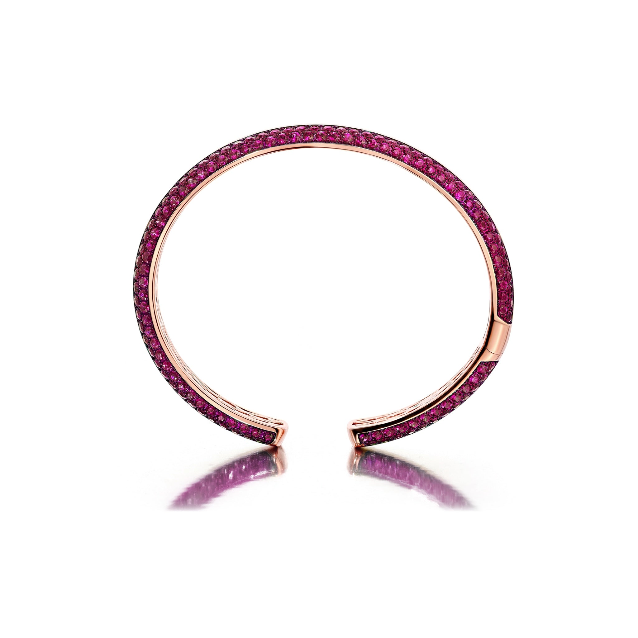side profile of the Pink Sapphire &amp; Pink Rhodium 3 Sided Bangle