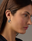 Swiss Blue & Blue Rhodium 3 Sided Hoops