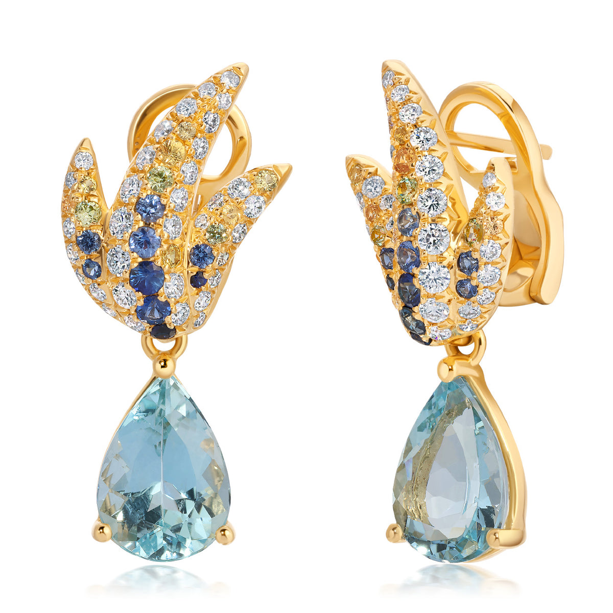 Aquamarine Pássaro Drop Earrings