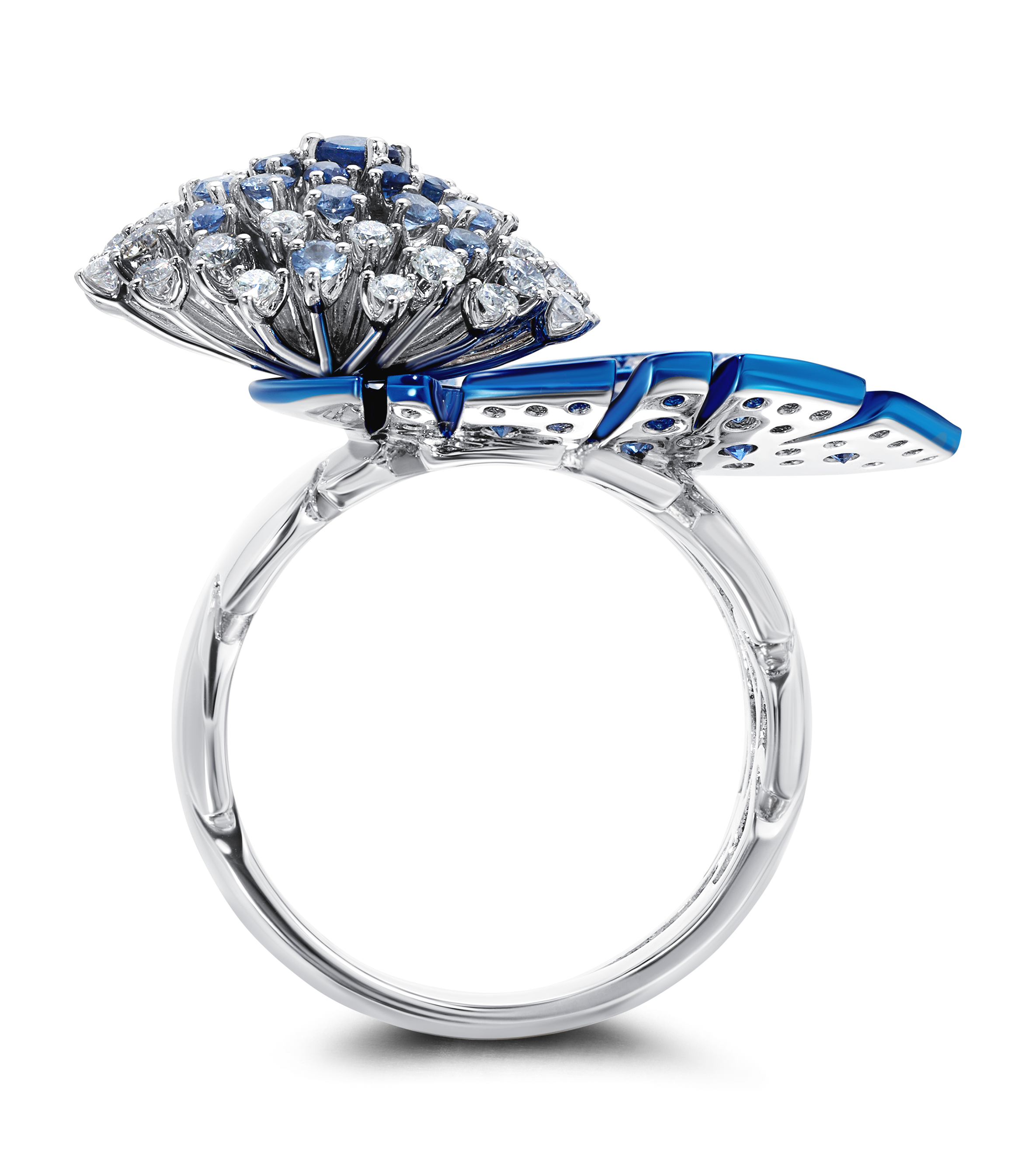 Blue Sapphire Folha Ring