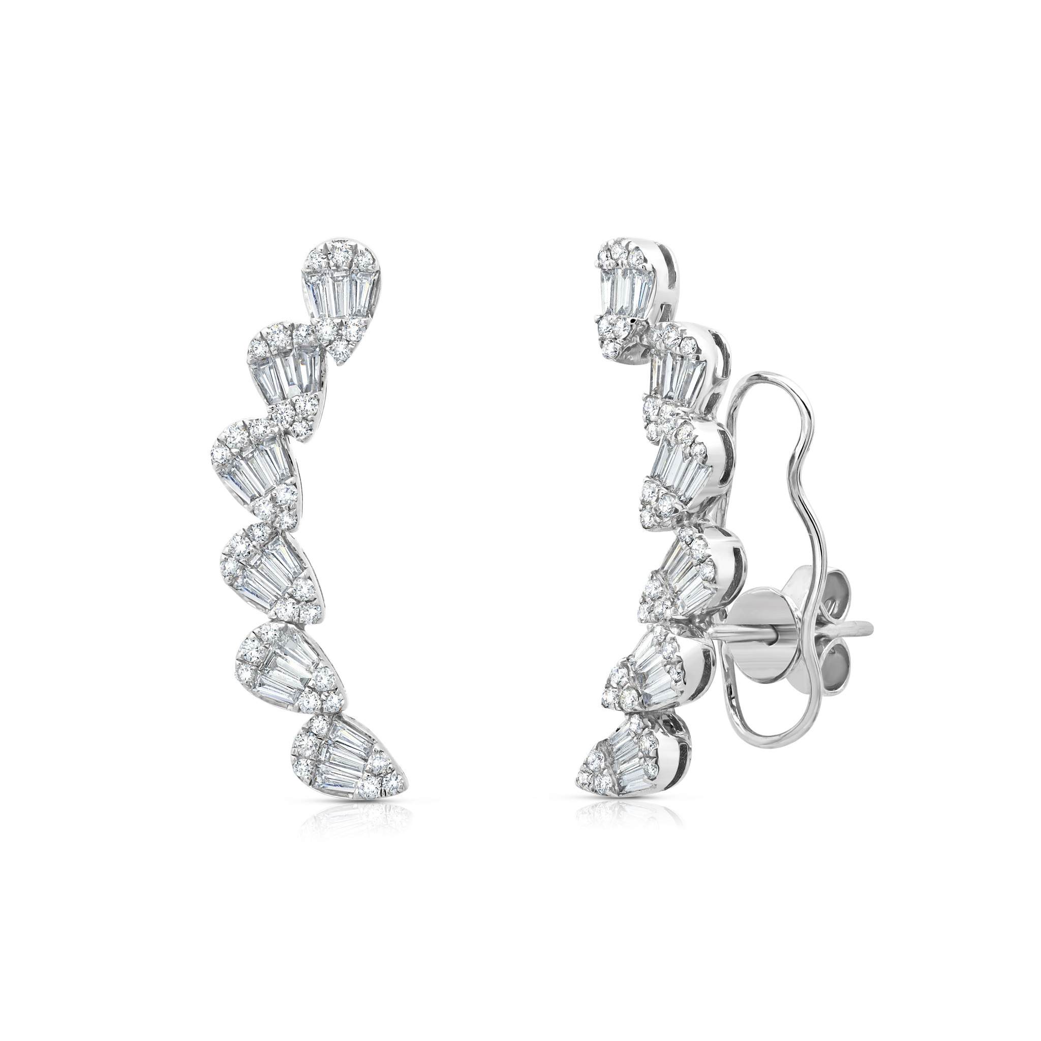 Graziela Gems - Diamond Pear Ascension Earclimbers - White Gold
