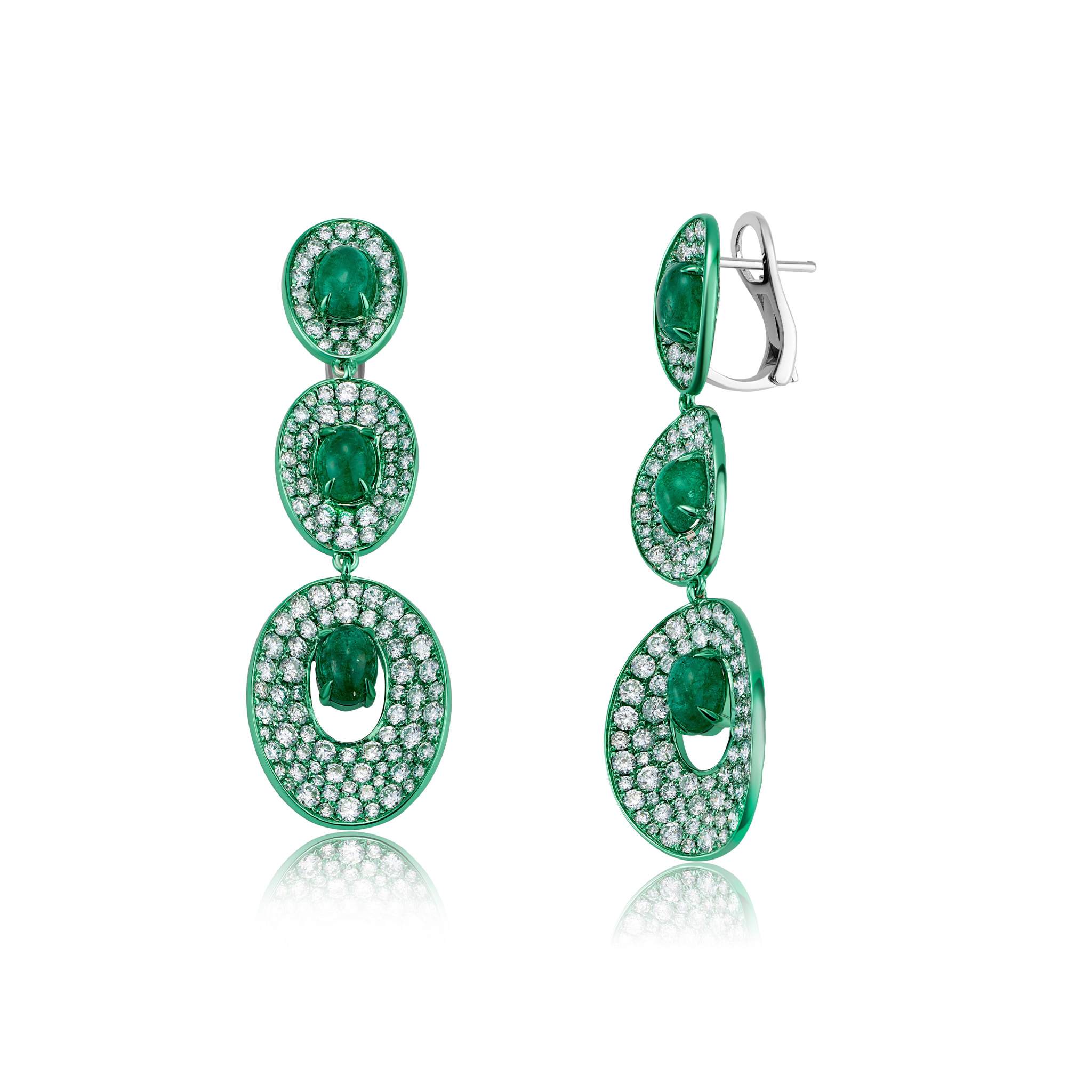 Graziela Gems - Emerald & Diamond Drop Earrings -