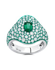 Green Rhodium, Emerald & Diamond Ring