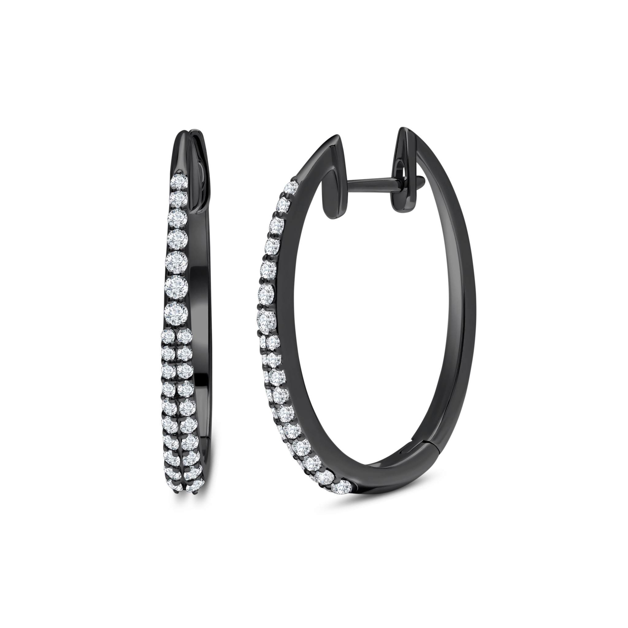 Graziela Gems - Diamond Star Dust Hoop Earrings - Black Gold
