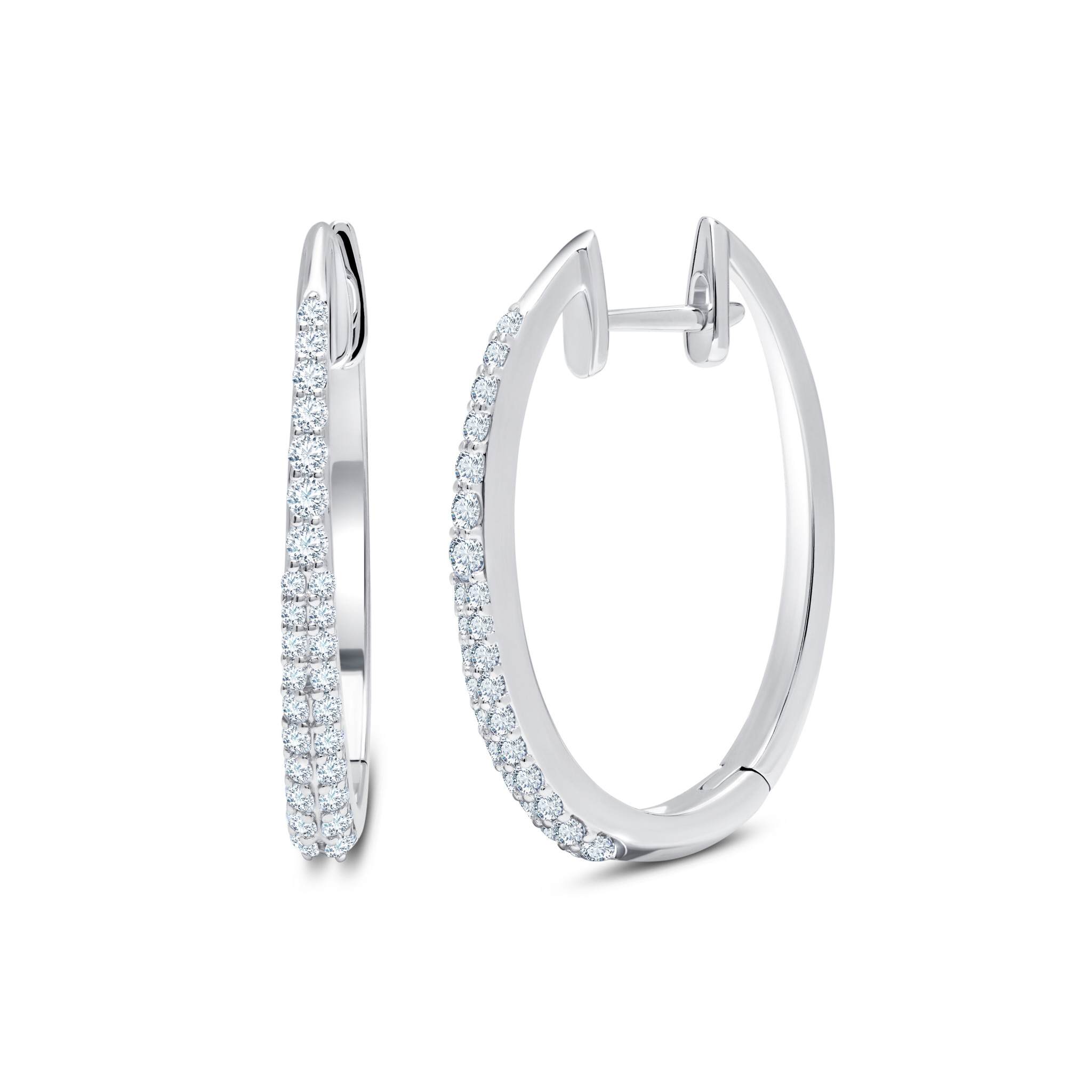 Graziela Gems - Diamond Star Dust Hoop Earrings - White Gold