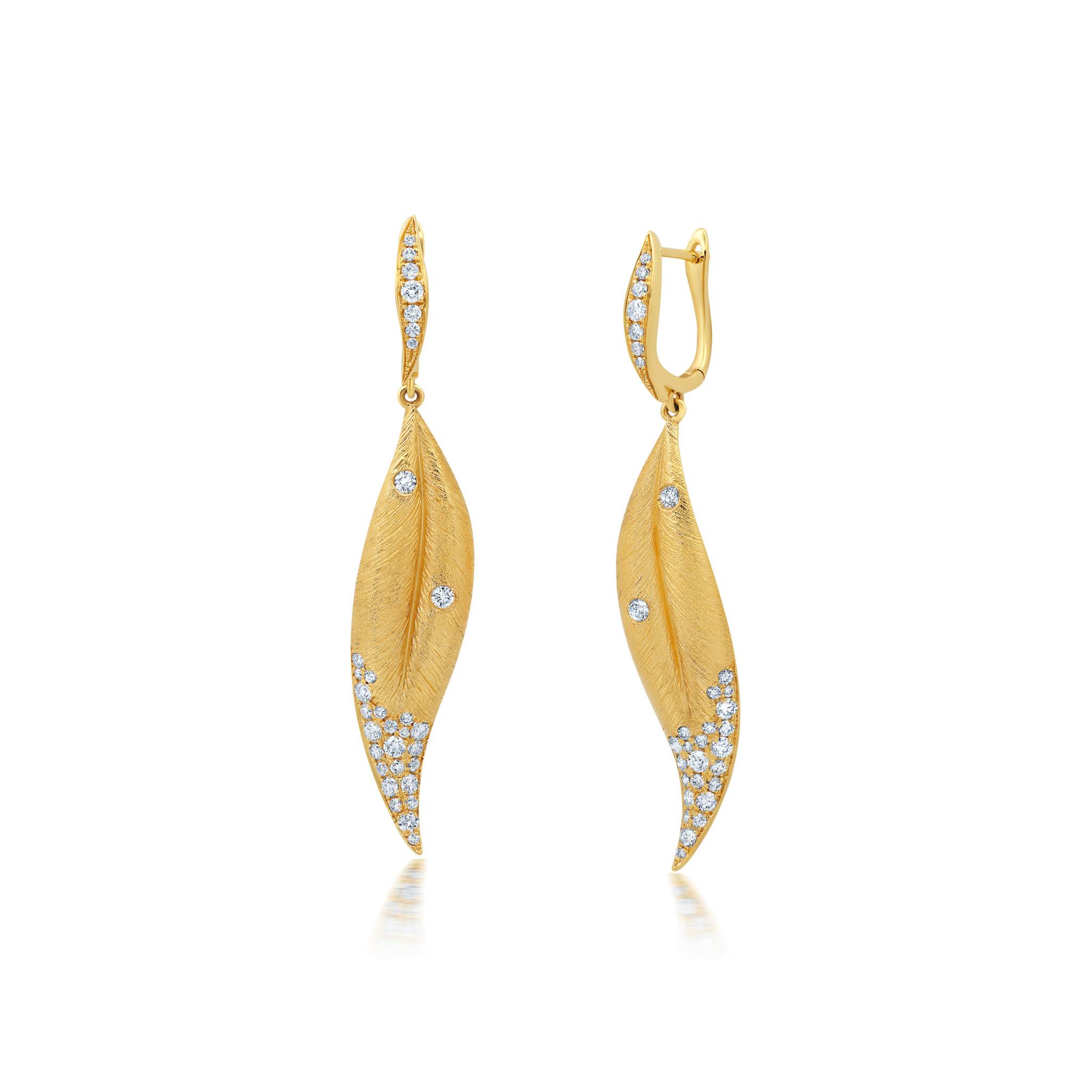 Graziela Gems - Diamond Folha Drop Earrings -