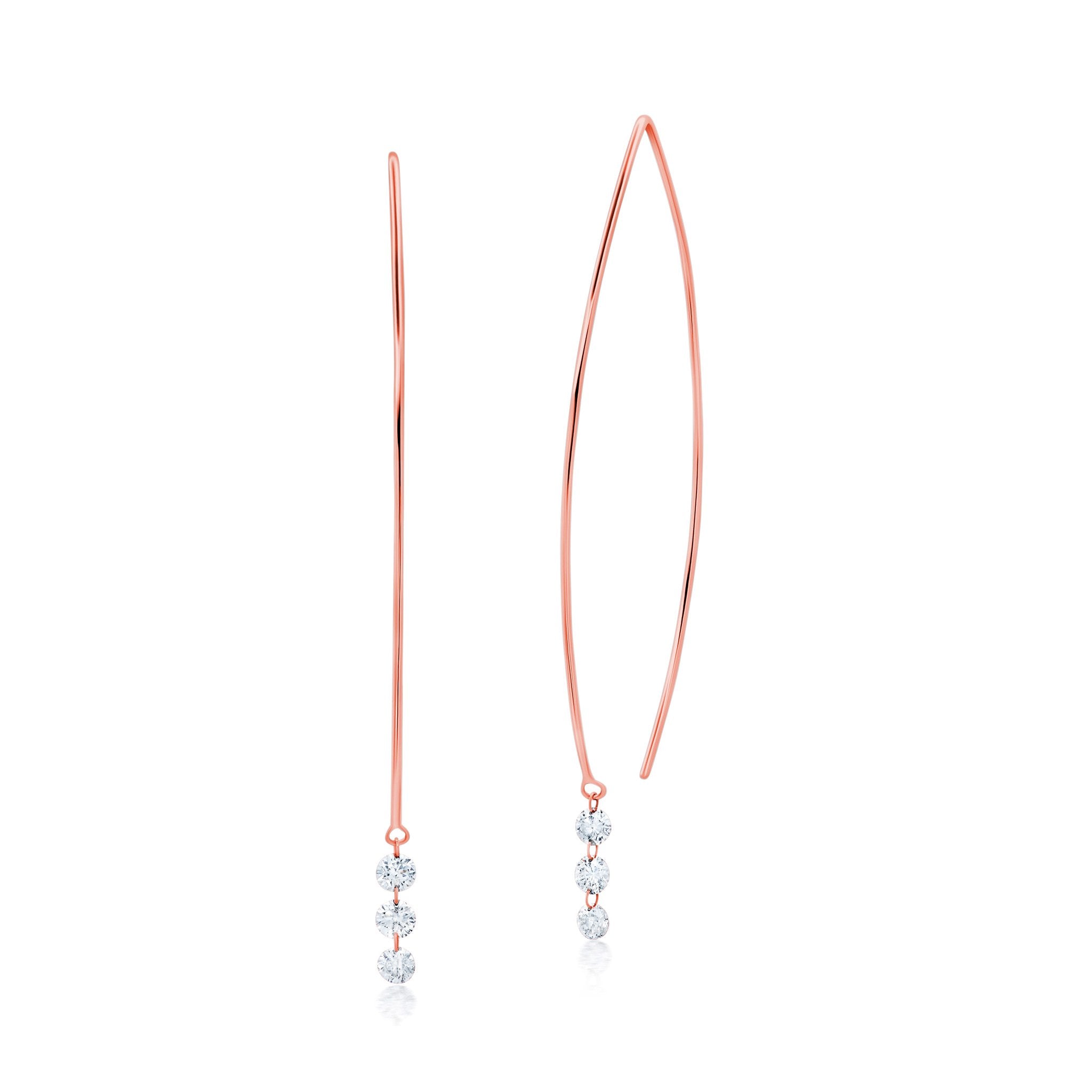 Graziela Gems - Floating Diamond Earrings - Rose Gold